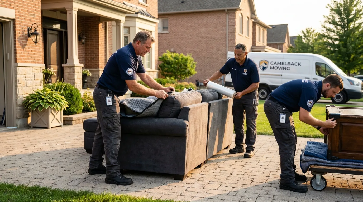 Large estate moving crew wrapping furniture in Belleville, KS
