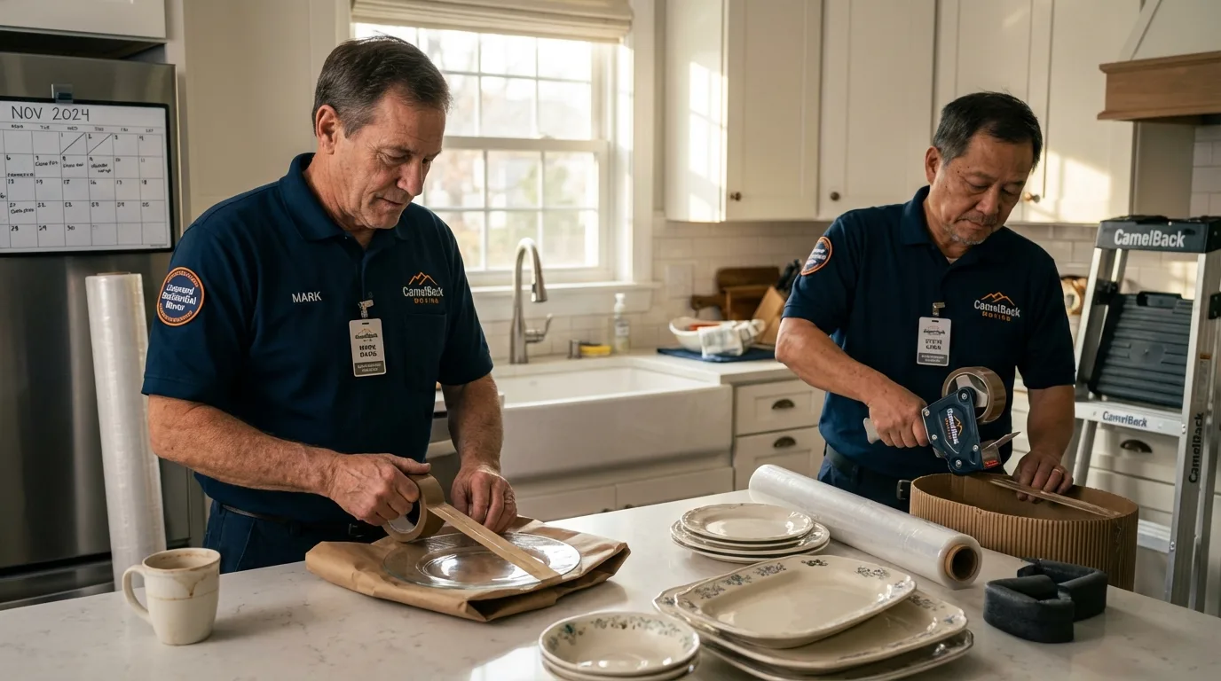 Professional crew packing kitchen dishware in Belleville, KS